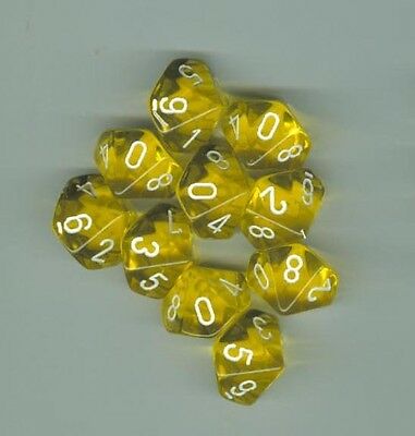 Chessex Translucent Yellow/White 10ct D10 Set (23202) – Common