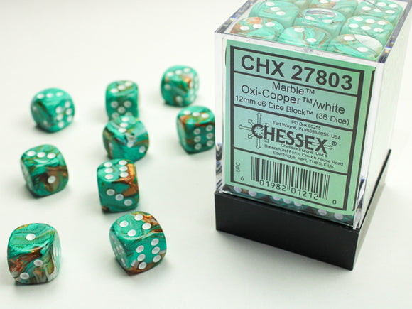 Chessex 12mm Marble Oxi-Copper 36ct D6 Set (27803) Dice Chessex   