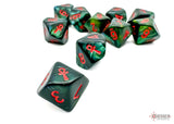 Chessex Scarab Jade/Red Ankh Set of Ten d10s (29025) Dice Chessex   