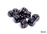 Chessex Opaque Black/Pink 16mm 12d6 Dice Block Dice Chessex   