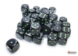 Chessex Opaque Black/Green 12mm 36d6 Dice Block Dice Chessex   