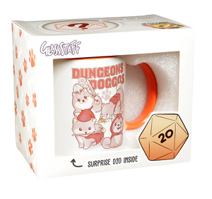 GlassStaff D&D Coffee Mug with Surprise D20 - Dungeons & Doggos Drinkware Forged Dice Co   