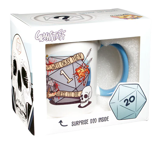 GlassStaff D&D Coffee Mug with Surprise D20 - Guess I'll Die Drinkware Forged Dice Co   