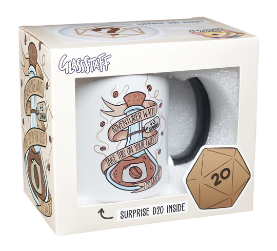 GlassStaff D&D Coffee Mug with Surprise D20 - Coffee Potion Drinkware Forged Dice Co   