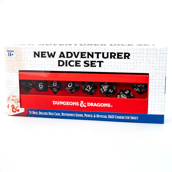 D&D New Adventurer Dice Set - Black/White 11ct Dice Sirius Dice