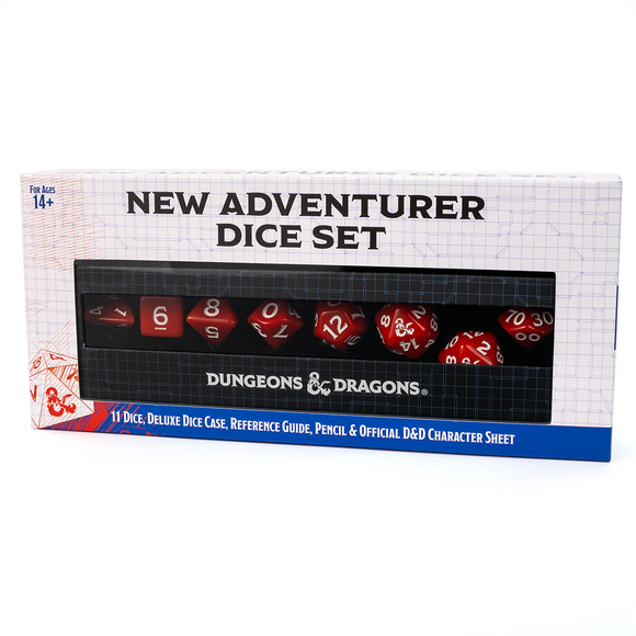 D&D New Adventurer Dice Set - Red/White 11ct Dice Sirius Dice