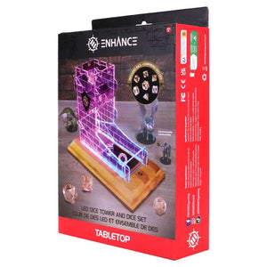 Enhance: Tabletop LED Dice Tower & 7-set Clear Dice Dice Enhance Gaming   