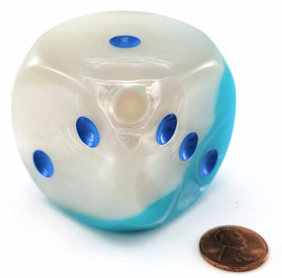Gemini Pearl Turquoise-White/blue Luminary 50mm d6 dice w/pips Dice Chessex   