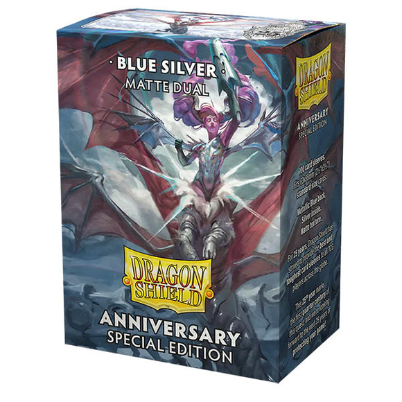 Dragon Shield 100ct Matte Dual Sleeves: Blue Silver Supplies Arcane Tinmen   