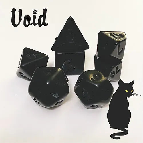 Kitty Clacks 7ct Polyhedral Dice Set Void  Black Oak Workshop   