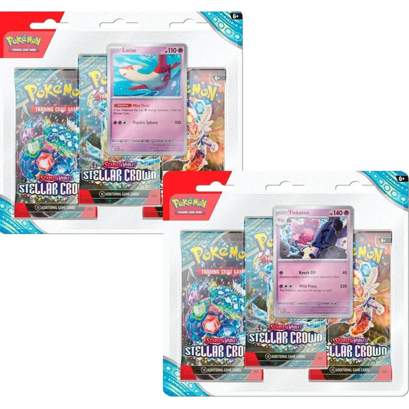 Pokemon TCG S&V Stellar Crown 3 Pack Blister (2 options) Trading Card Games Pokemon USA   