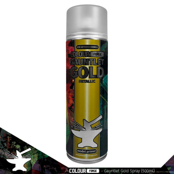 Colour Forge Spray: Gauntlet Gold (500ml) Paints Colour Forge Hobby Supplies