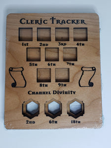 5e Hardwood Character Cards - Cleric Tracker in Maple Wood Role Playing Games Other   