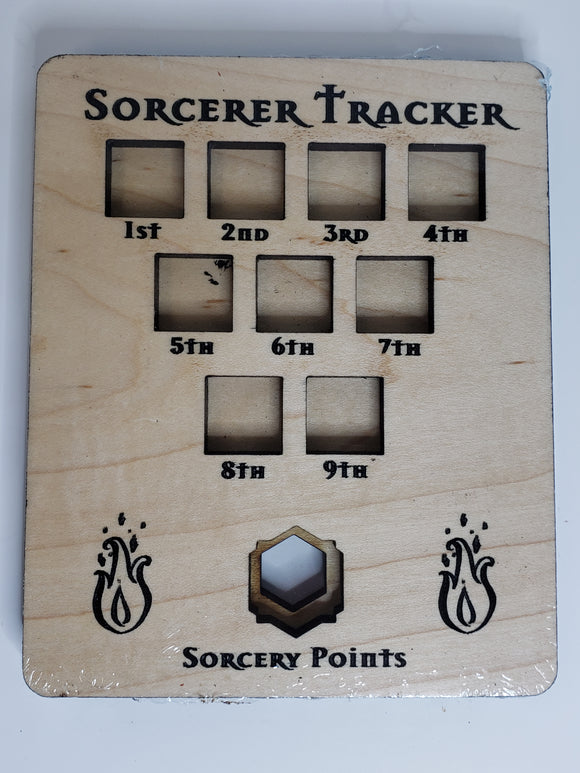 5e Hardwood Character Cards - Sorcerer Tracker in Cherry Wood Role Playing Games Other   