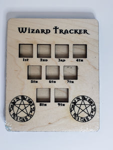 5e Hardwood Character Cards - Wizard Tracker in Cherry Wood Role Playing Games Other   