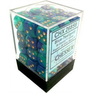 Chessex 12mm Gemini Blue-Teal/Gold 36ct D6 Set (26859) Dice Chessex   