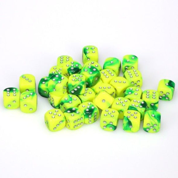 Chessex 12mm Gemini Green Yellow/Silver 36ct D6 Set (26854) Dice Chessex   