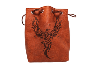 Easy Roller Brown Leather Lite Phoenix Design Self-Standing Large Dice Bag Home page Easy Roller Dice   