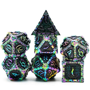 Foam Brain Games 7ct Metal Polyhedral Dice Set Dagger of Venom Rainbow Black  Foam Brain Games   