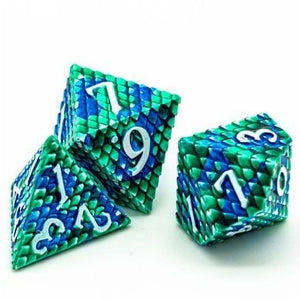 Foam Brain Games 7ct Metal Polyhedral Dice Set Ocean Dragon Scale  Foam Brain Games   