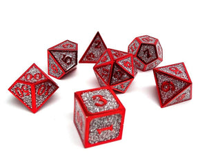 7ct Heroic Metal Silver/Red  Easy Roller Dice   