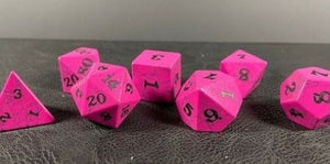 7 set Magenta Cracked Stone  Easy Roller Dice   