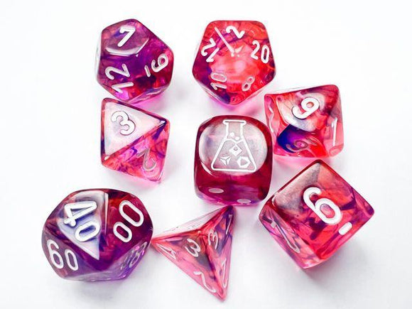 30057 CHX Lab Dice Poly Nebula Black Light Special/White Dice Chessex   