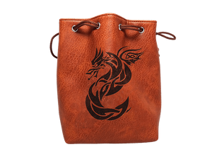 Easy Roller Brown Leather Lite Celtic Knot Dragon Design Self-Standing Large Dice Bag  Easy Roller Dice   