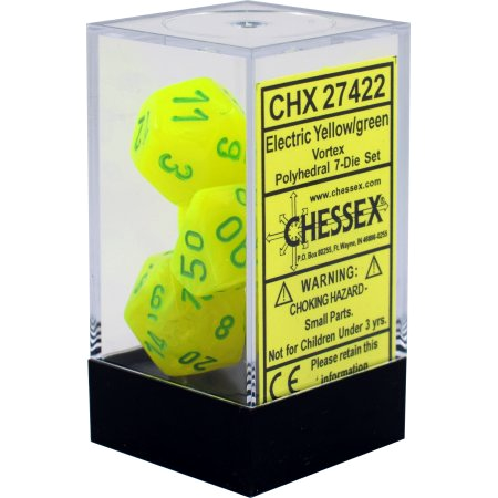 Chessex Vortex Electric Yellow/Green 7ct Polyhedral Set (27422) Dice Chessex   