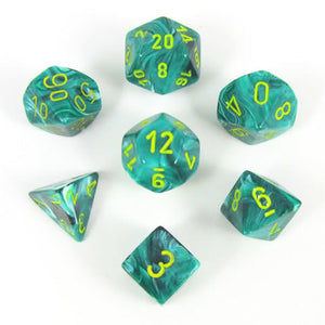 Chessex Vortex Malachite Green/Yellow 7ct Polyhedral Set (27455) Dice Chessex   