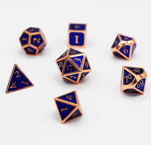 Copper with Sapphire 7ct Metal Polyhedral Dice Set  Other   