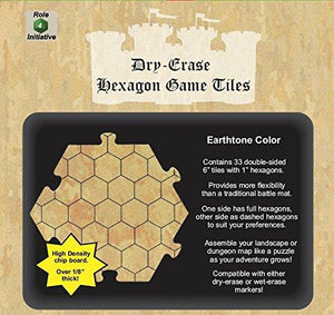 Dry Erase Dungeon Tiles - 33ct Earthtone 6" Hex RPG Maps Role 4 Initiative   