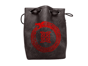 Easy Roller Black Leather Lite Ouroboros Design Self-Standing Large Dice Bag  Easy Roller Dice   