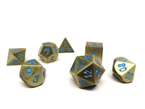 Easy Roller Metal Dice of Ancient Dragons Bronze/Powder Blue 7ct Polyhedral Set  Other   