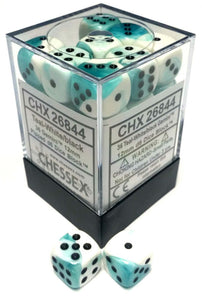 Chessex 12mm Gemini White Teal/Black 36ct D6 Set (26844) Dice Chessex   