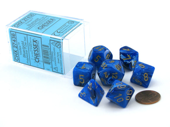 Chessex Vortex Blue/Gold 7ct Polyhedral Set (27436) Dice Chessex   