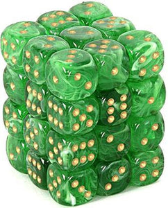 Chessex 12mm Vortex Green/Gold 36ct D6 Set (27835) Dice Chessex   