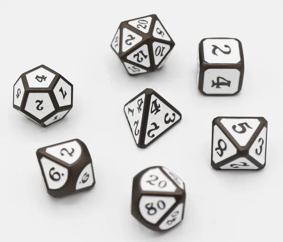 Snow and Ashes 7ct Metal Polyhedral Dice Set  Other   