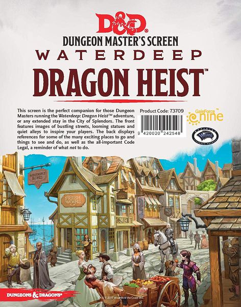 D&D 5e Dungeon Master's Screen Waterdeep: Dragon Heist Role Playing Games Gale Force Nine   