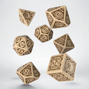 Q-Workshop Steampunk Beige/Brown 7ct Polyhedral Dice Set Home page Q Workshop   