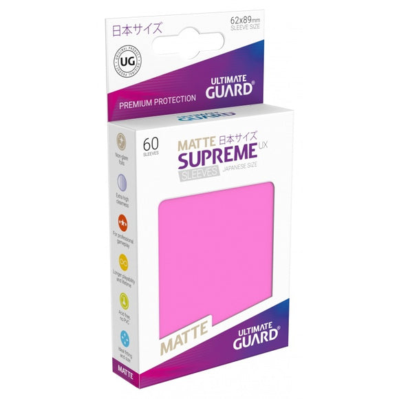 Ultimate Guard 60ct Japanese Size Supreme UX Matte Sleeves Pink (10600) Supplies Ultimate Guard   